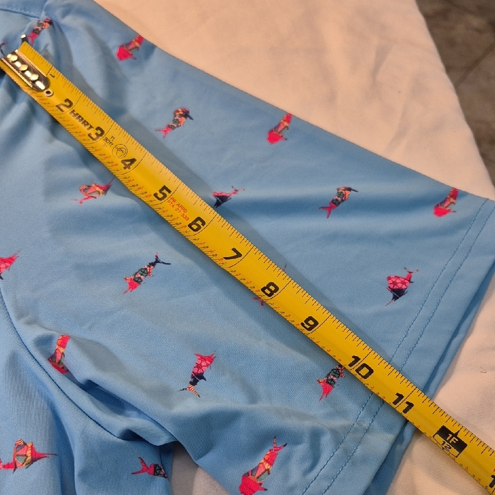 SCALES 3X Golf Polo Short Sleeve Shirt Blue and Pink Tropical Fish Pattern - Picture 12 of 16